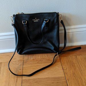 Kate Spade Small Black Pebble Leather Top Handle Crossbody Bag